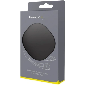 Zwijany kabel USB 3w1 Baseus Let\'s go Little Reunion, Lightning / USB-C / micro USB, 3A, 0,85m (żółto-szary)